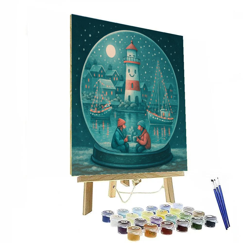 Snow Globe Harbor Paint by numbers kits