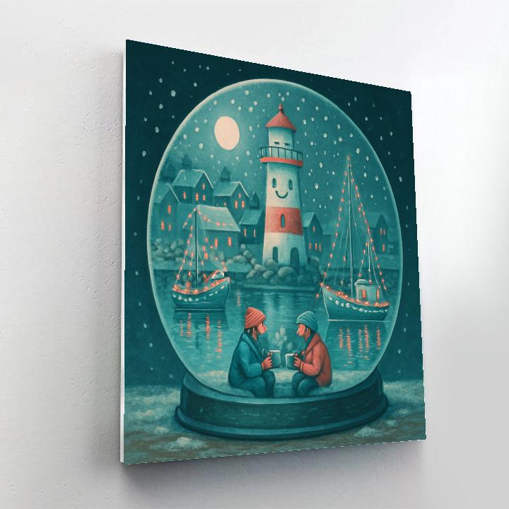 Snow Globe Harbor Paint by numbers kits