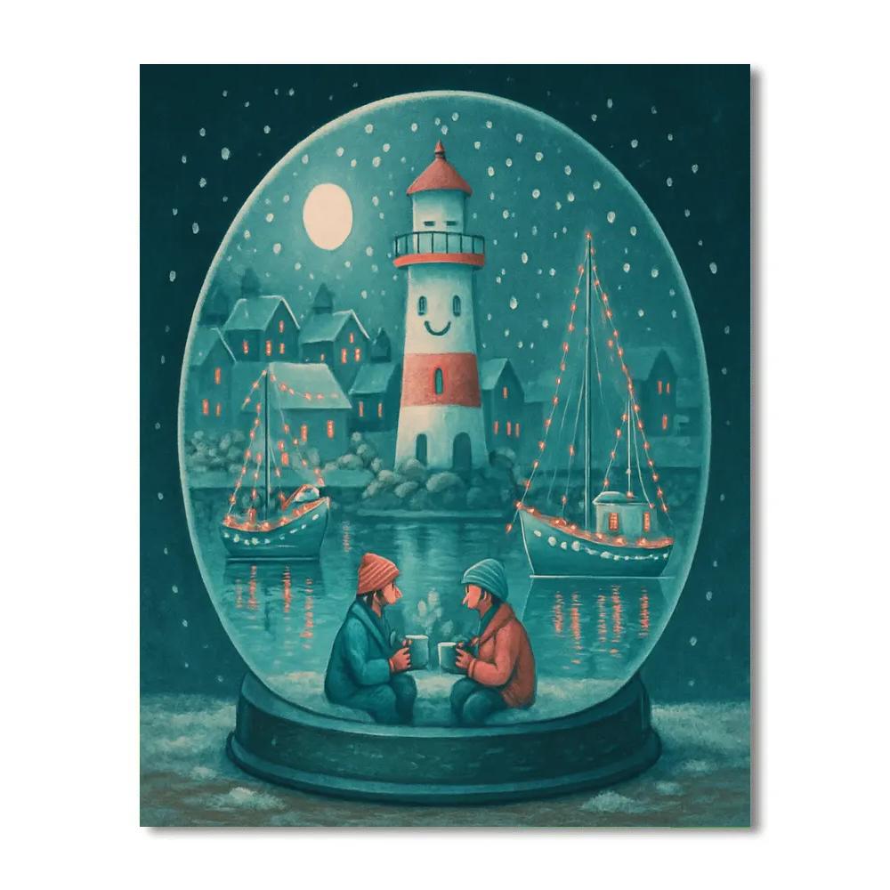 Snow Globe Harbor Paint by numbers kits