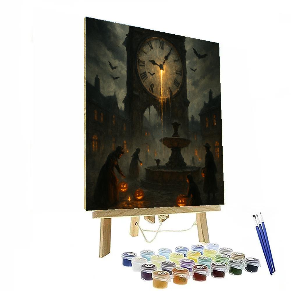 Lanterns Under The Broken Clock Painting by numbers kit