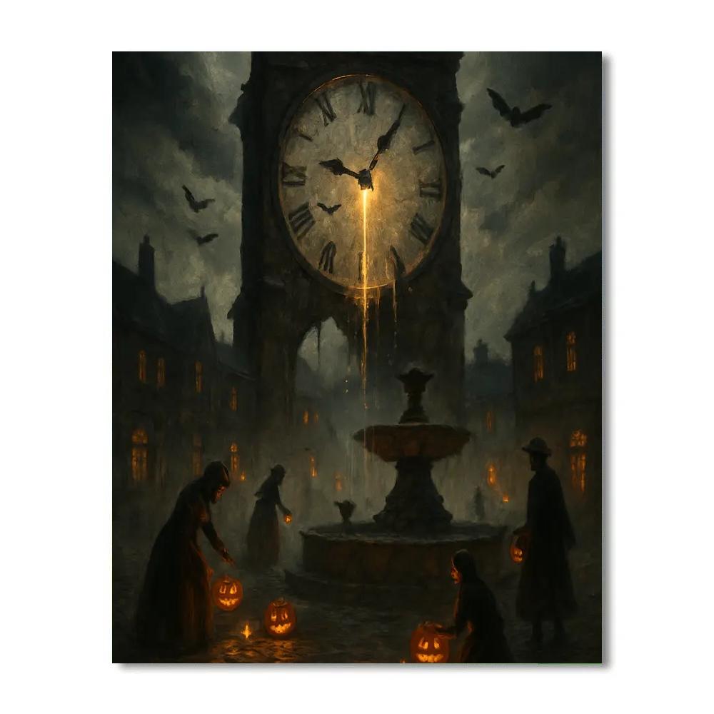Lanterns Under The Broken Clock Painting by numbers kit