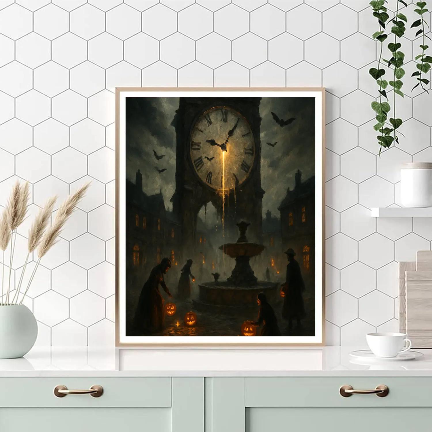 Lanterns Under The Broken Clock Painting by numbers kit