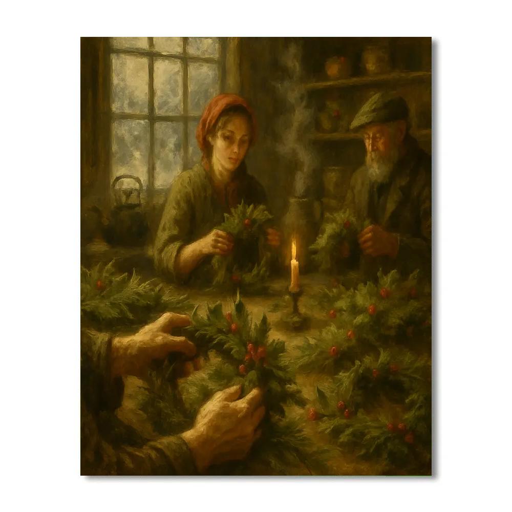 Wreath Makers At Dawn Number painting