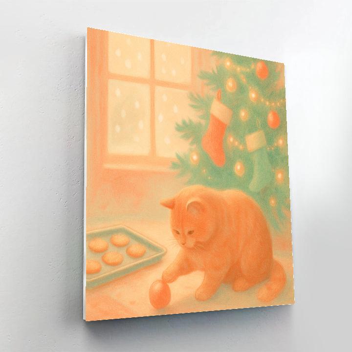 Cuddly Ginger Cat Christmas paint by number