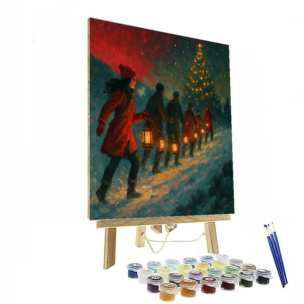 Winter Lantern Relay Painting by numbers kit