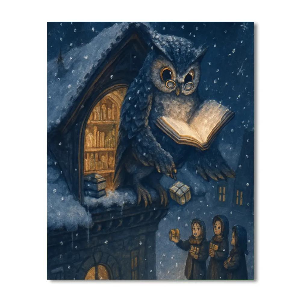 Noel Owl Night Library paint by numbers