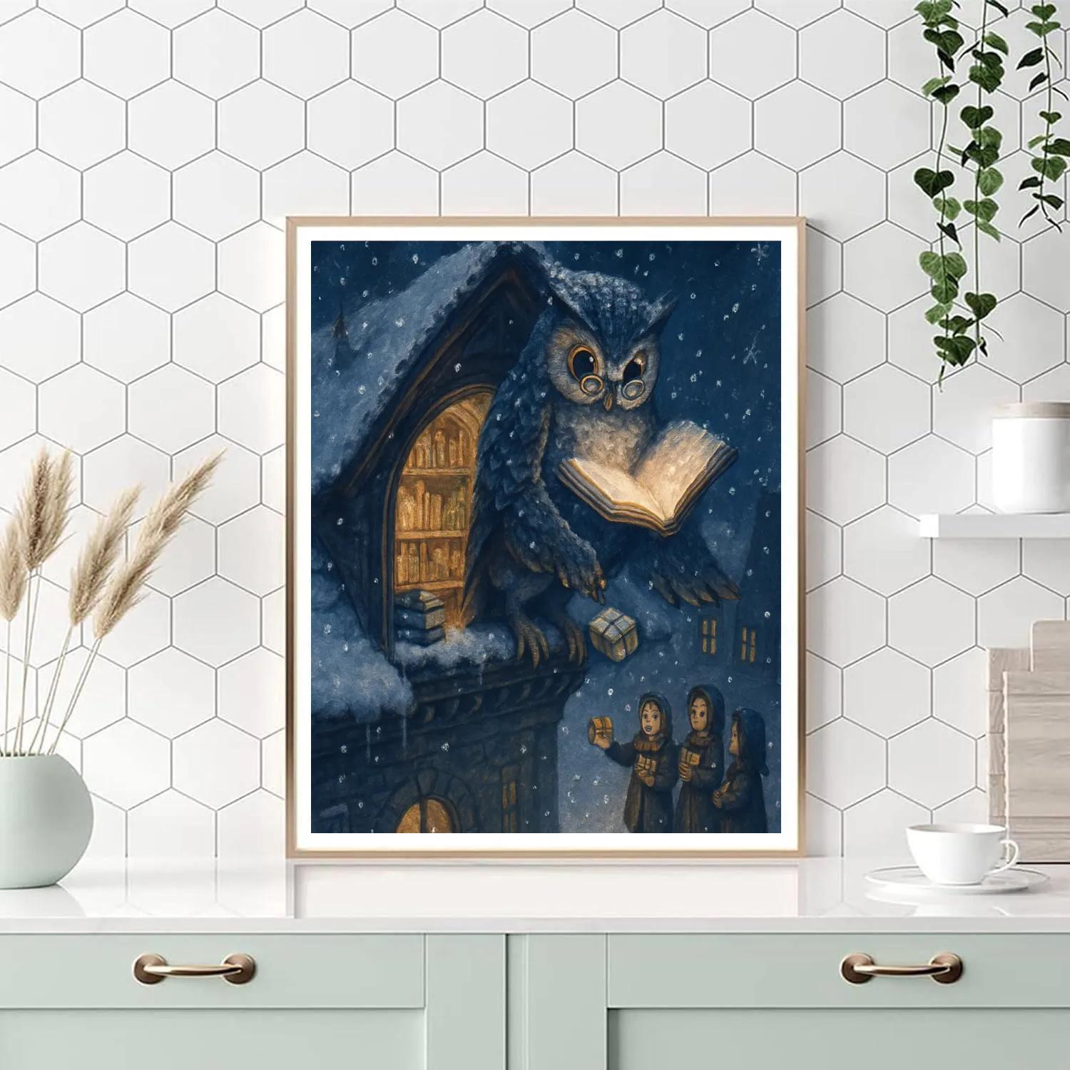 Noel Owl Night Library paint by numbers