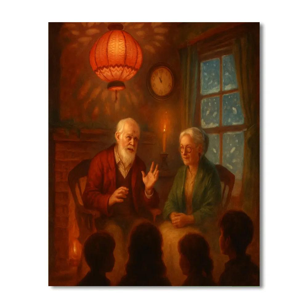 Fireside Story Lantern Number painting