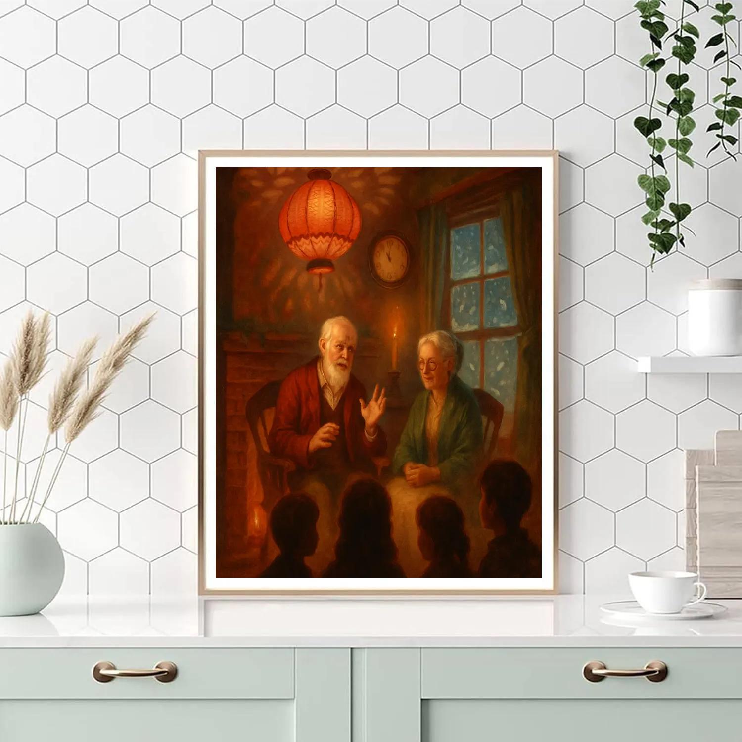 Fireside Story Lantern Number painting