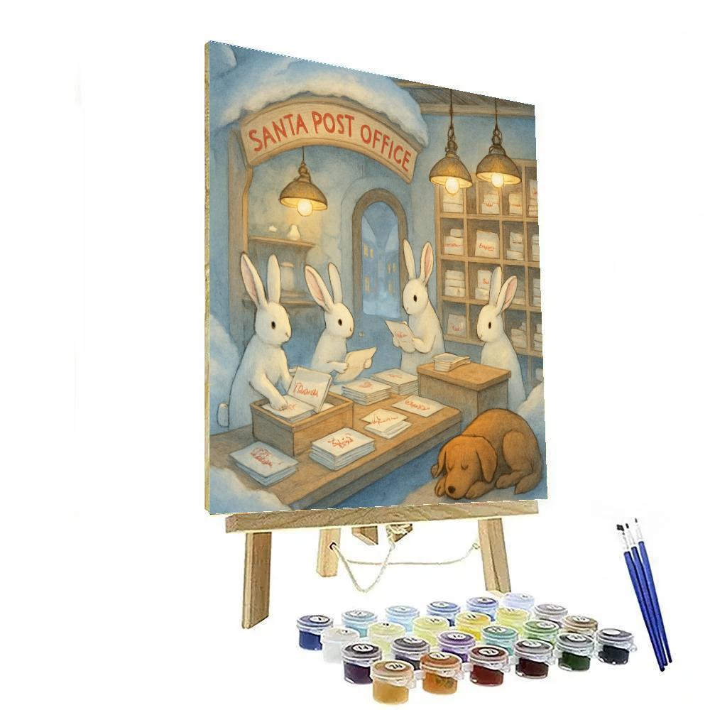 Polar Post Office Night painting number kit