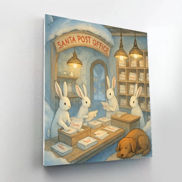 Polar Post Office Night painting number kit