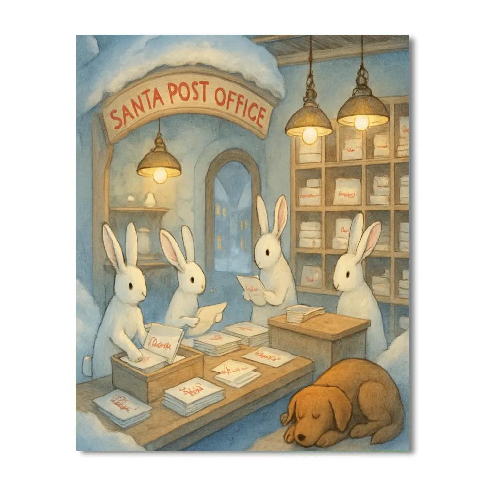 Polar Post Office Night painting number kit