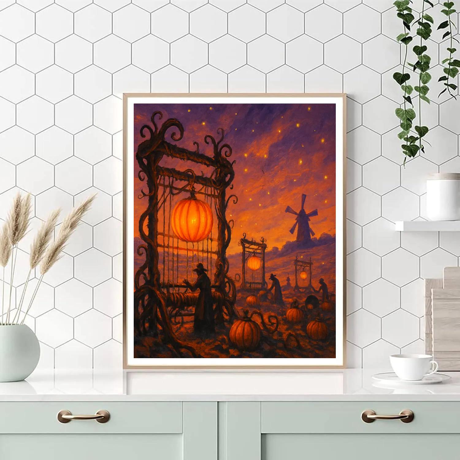 The Pumpkin Loom Fields Number painting
