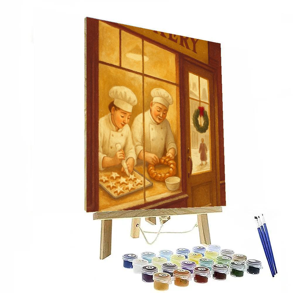 Warm Bakery Window Glow Numbered painting kits