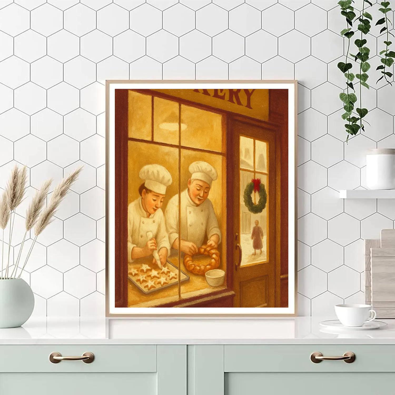 Warm Bakery Window Glow Numbered painting kits