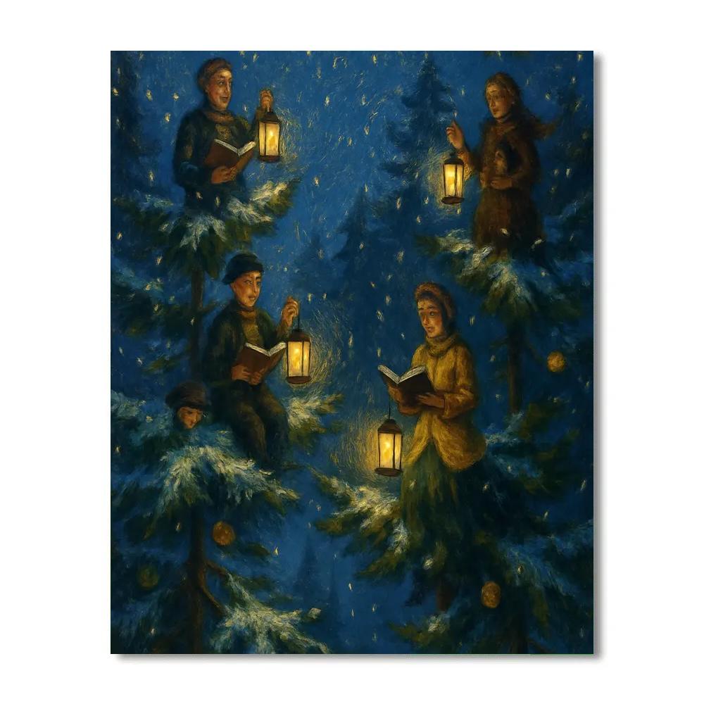 Treetop Carol Lanterns DIY paint by numbers