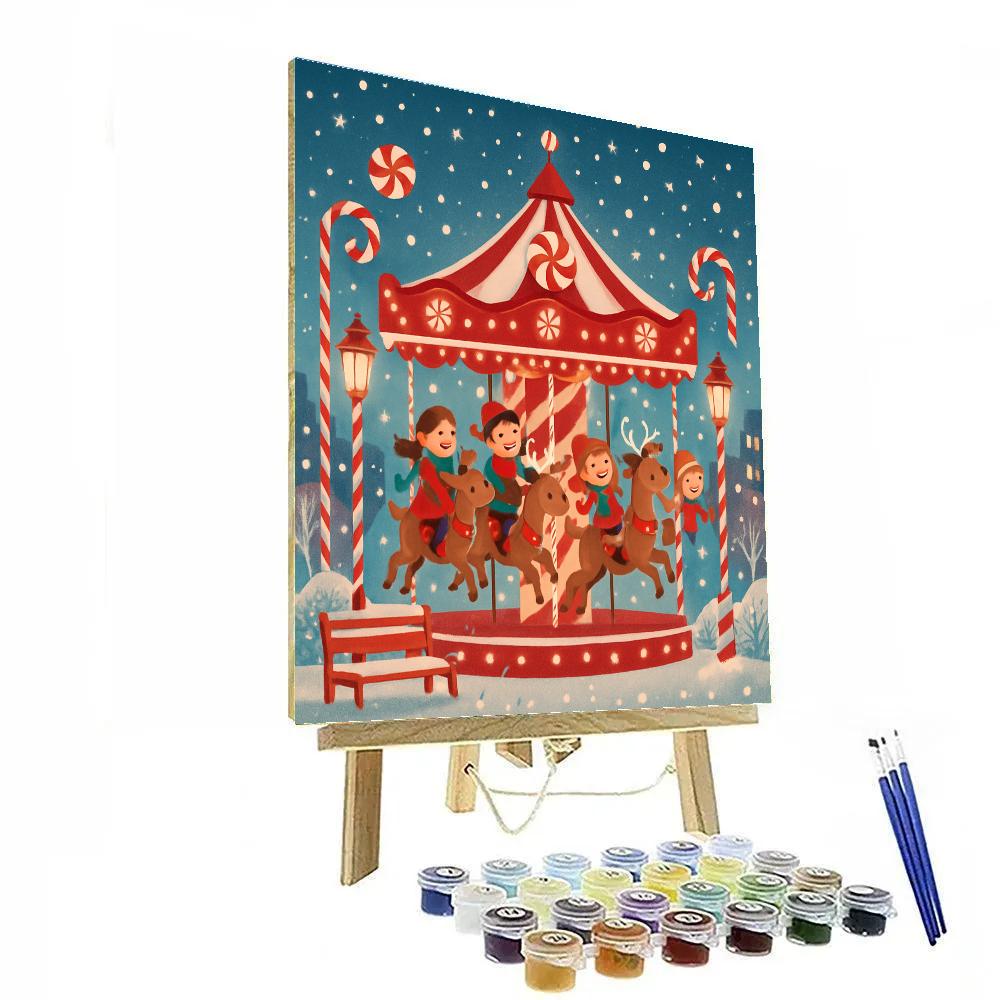 Peppermint Lane Carousel Number painting