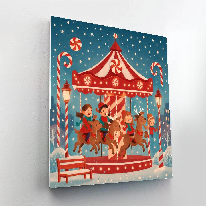 Peppermint Lane Carousel Number painting