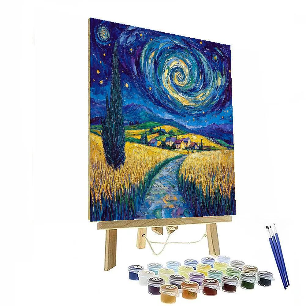 Van Gogh Inspired Starry Countryside DIY paint by numbers