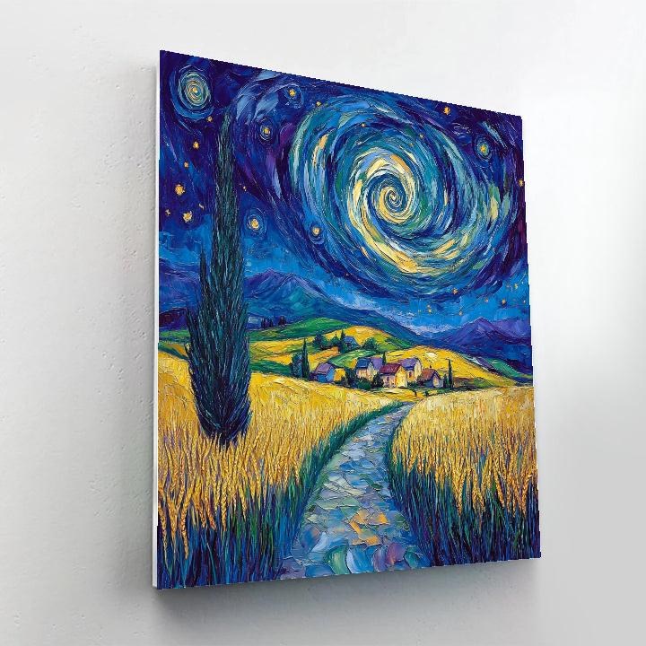 Van Gogh Inspired Starry Countryside DIY paint by numbers