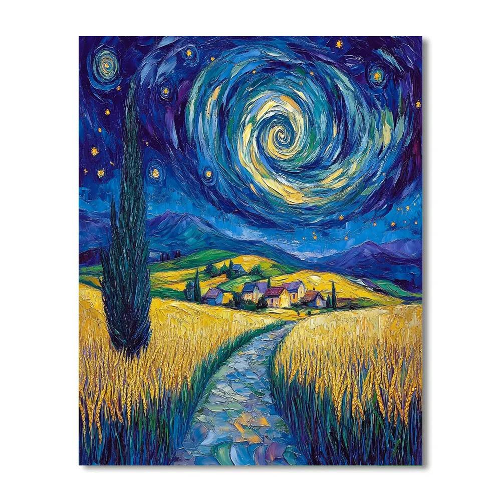 Van Gogh Inspired Starry Countryside DIY paint by numbers