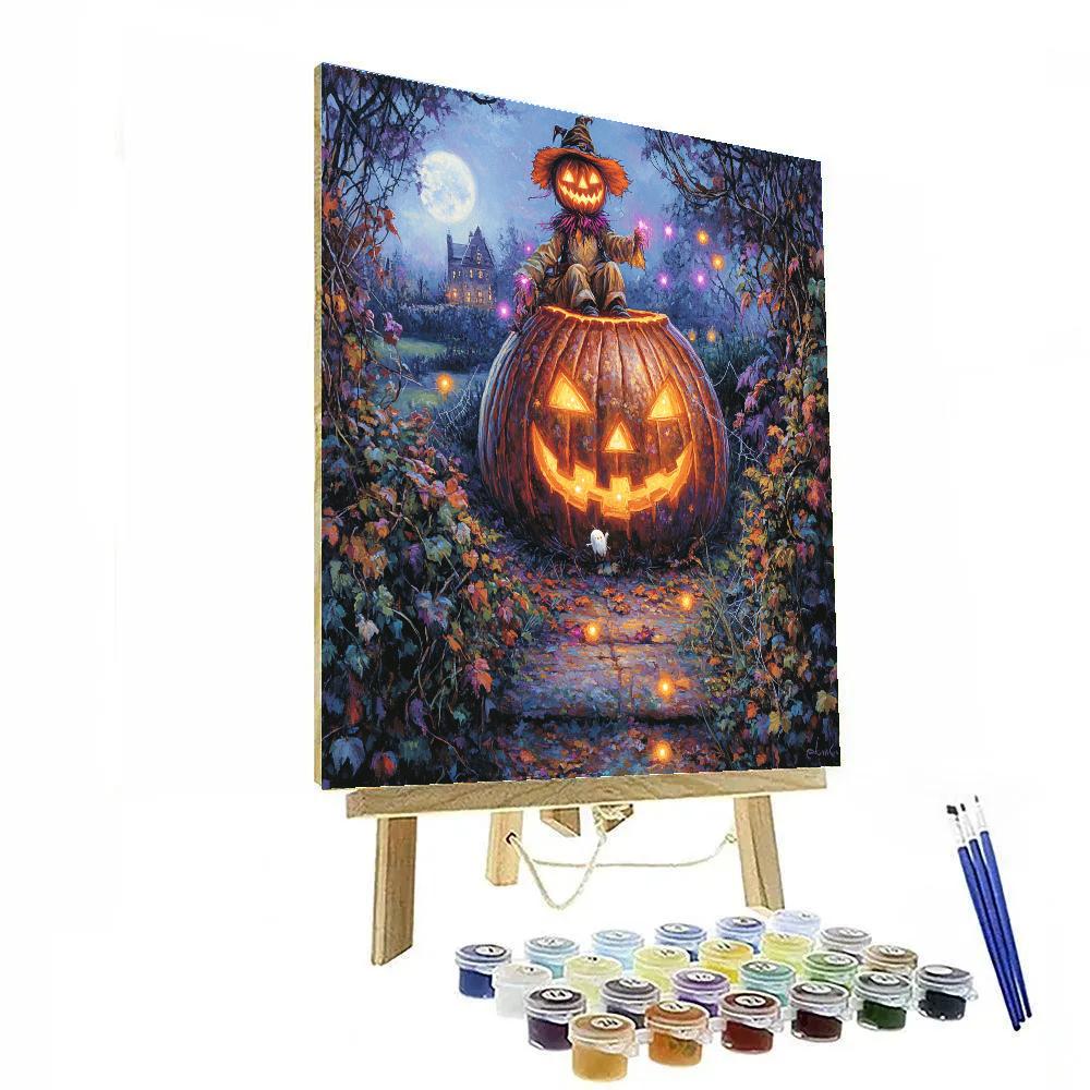 Jack O Lantern With Spooky Garden Number painting