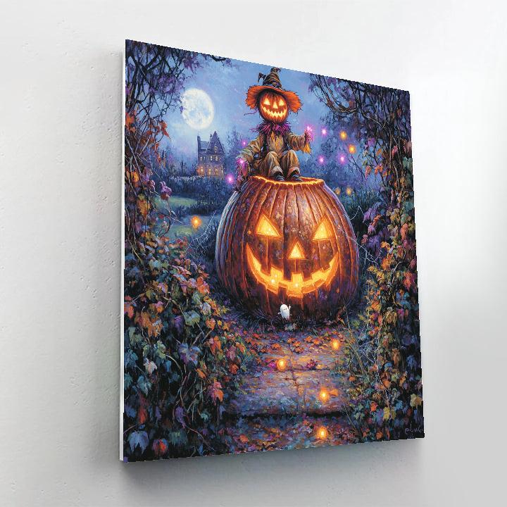 Jack O Lantern With Spooky Garden Number painting