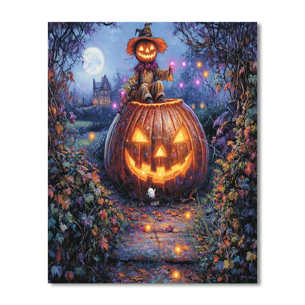Jack O Lantern With Spooky Garden Number painting