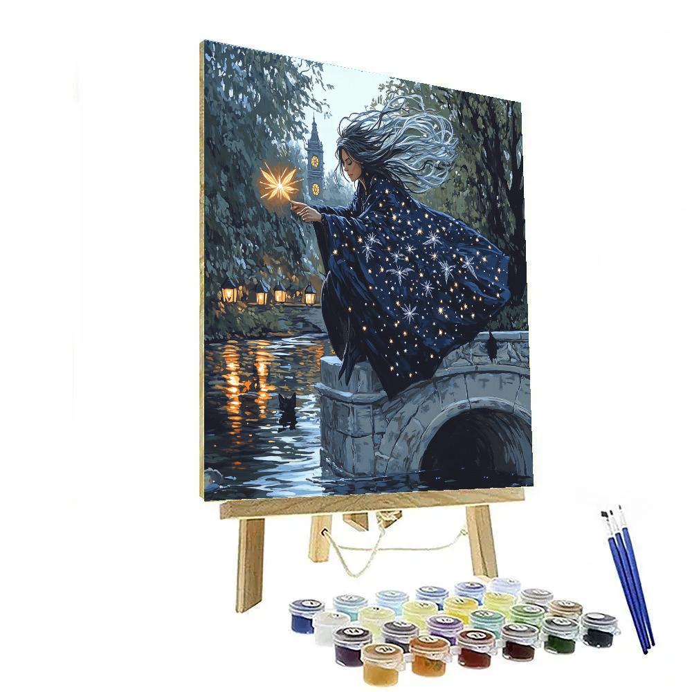 Midnight Witch In Halloween Cloak painting number kit