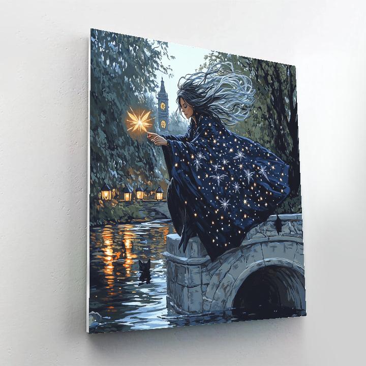 Midnight Witch In Halloween Cloak painting number kit