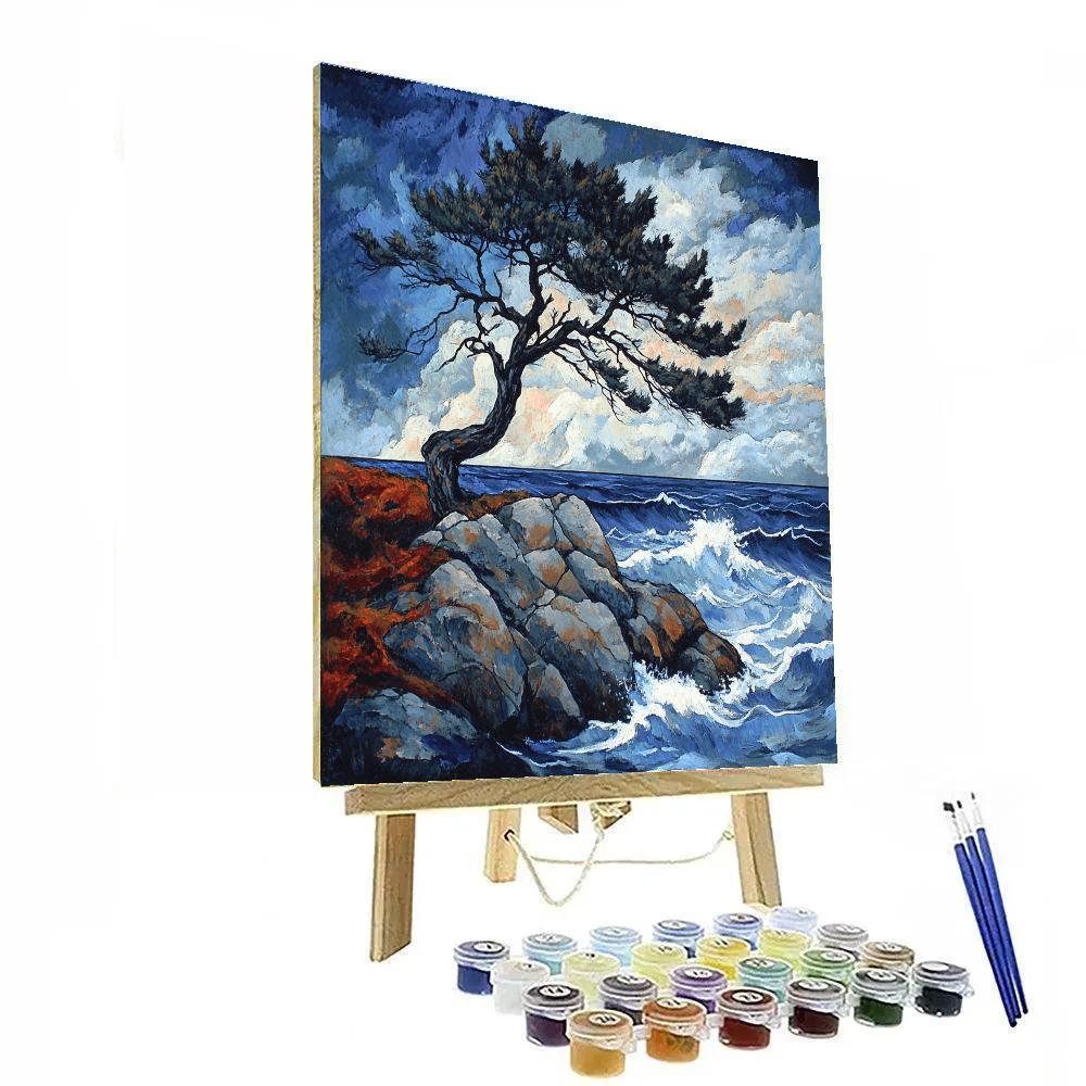 Arthur Lismer Inspired Windswept Pine On Granite Isle paint by color