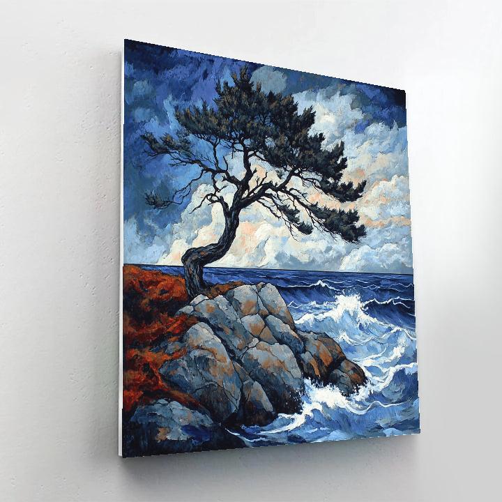 Arthur Lismer Inspired Windswept Pine On Granite Isle paint by color