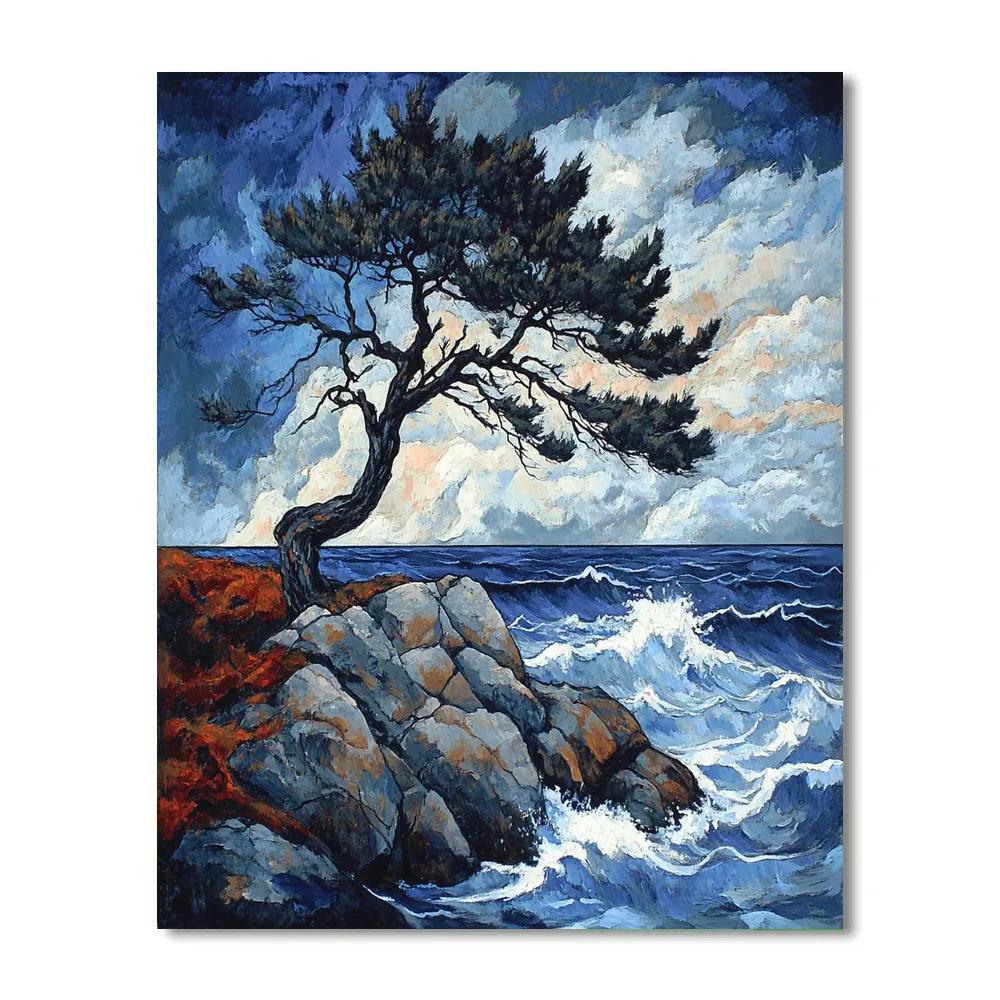 Arthur Lismer Inspired Windswept Pine On Granite Isle paint by color