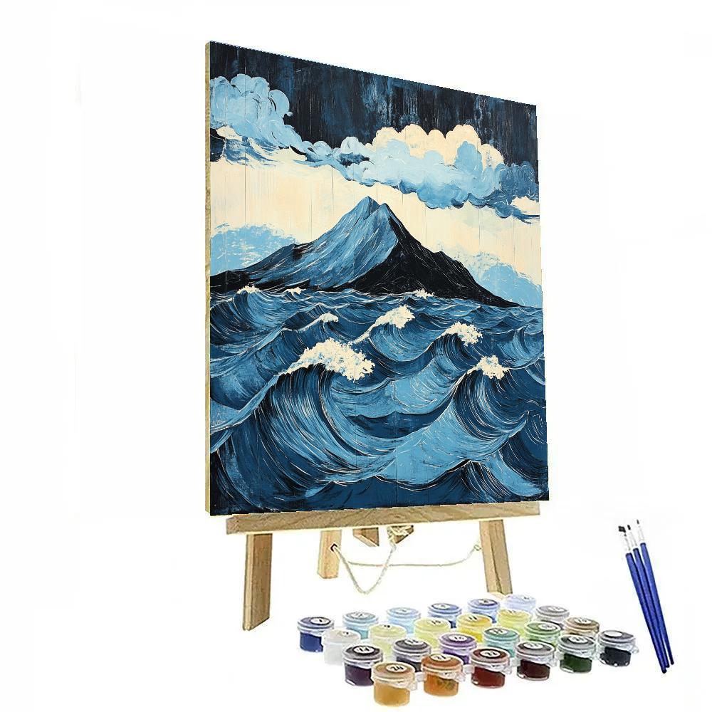 Hokusai Inspired Mountain Storm Painting by numbers kit