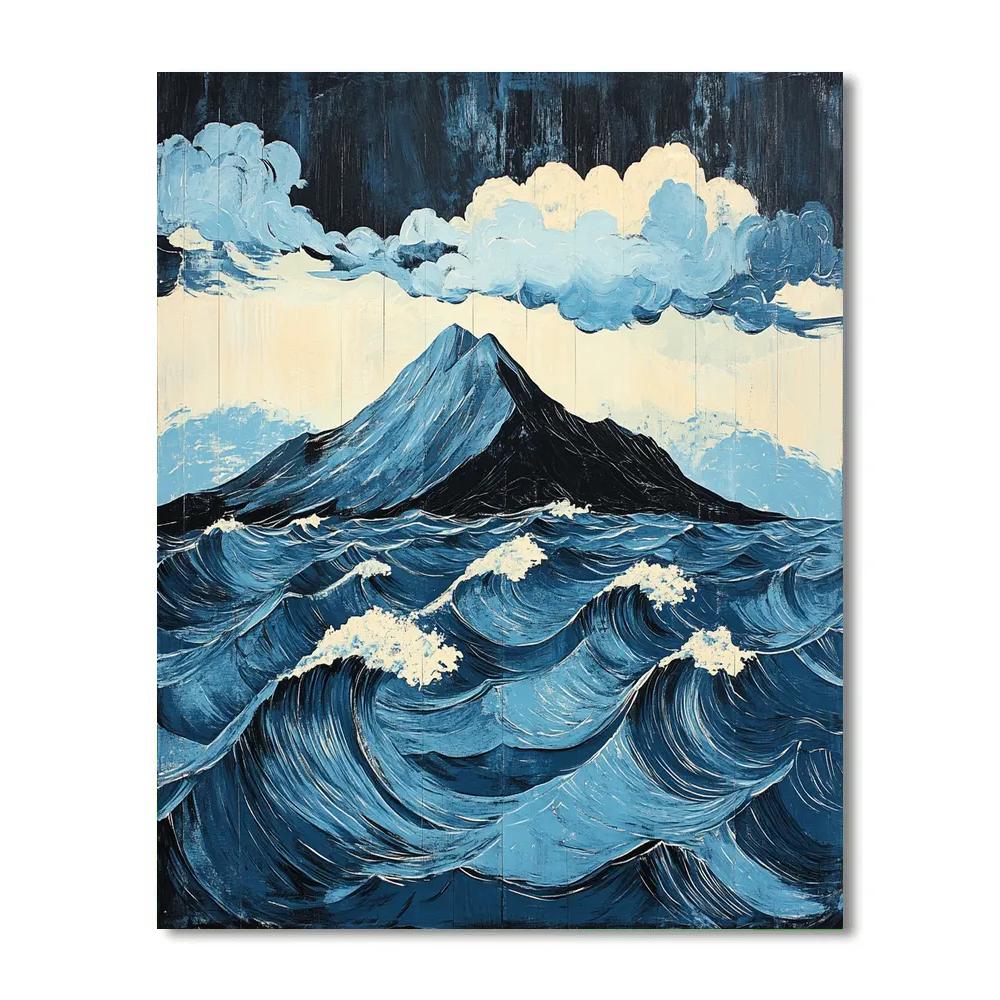 Hokusai Inspired Mountain Storm Painting by numbers kit