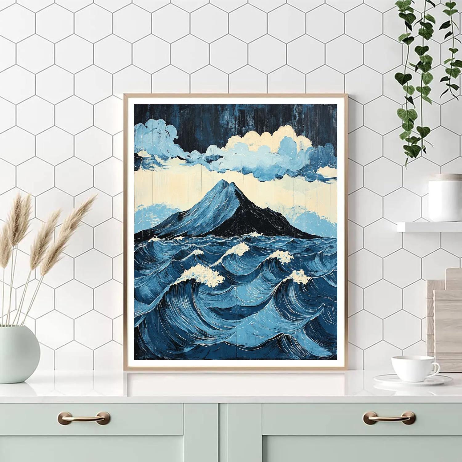 Hokusai Inspired Mountain Storm Painting by numbers kit