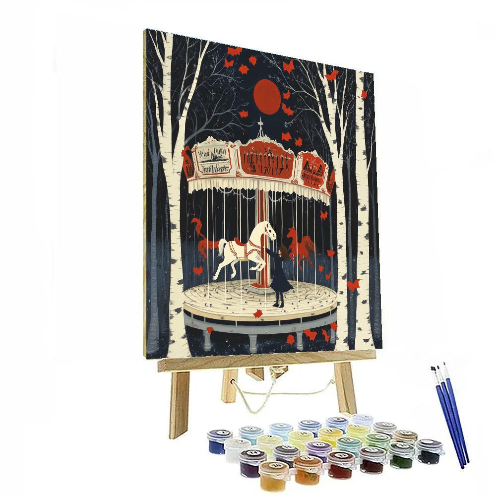 Nightmare Carousel Spooky Ride Painting by numbers kit