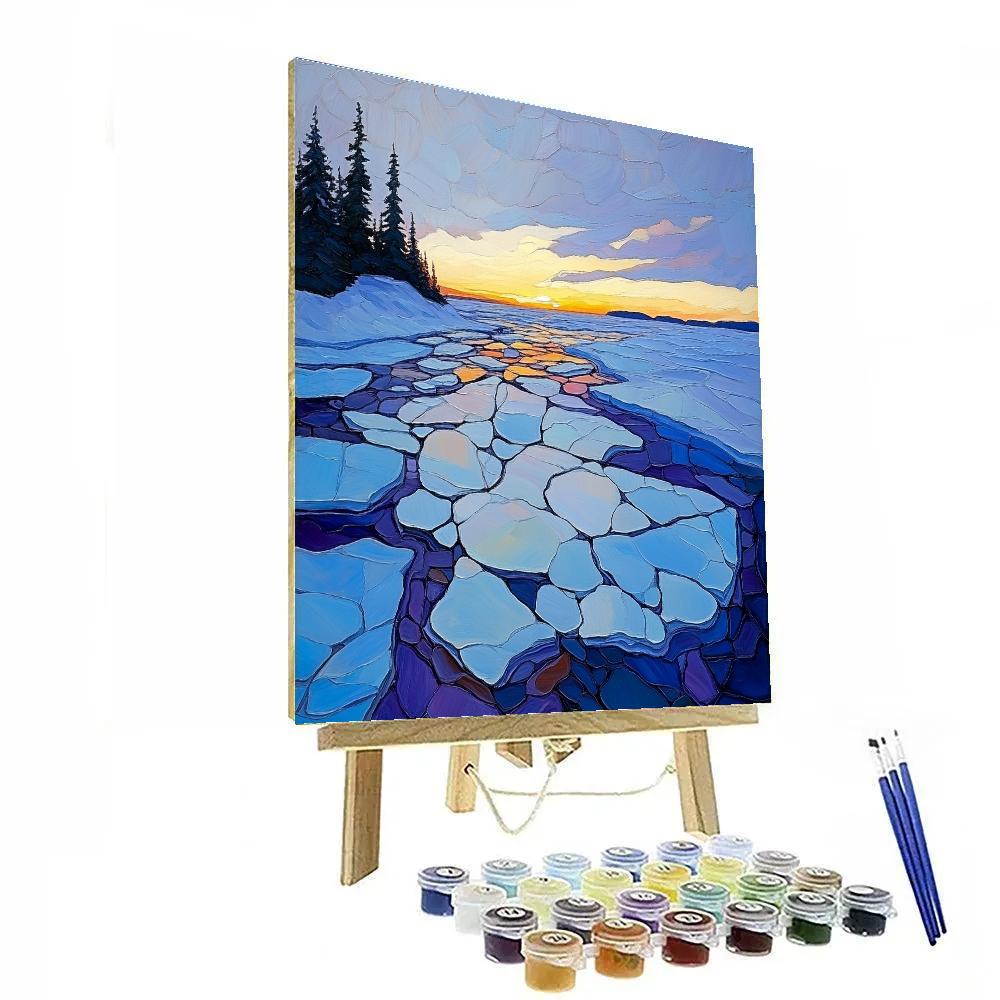 A.Y. Jackson Inspired Arctic Ice Geometry Number painting