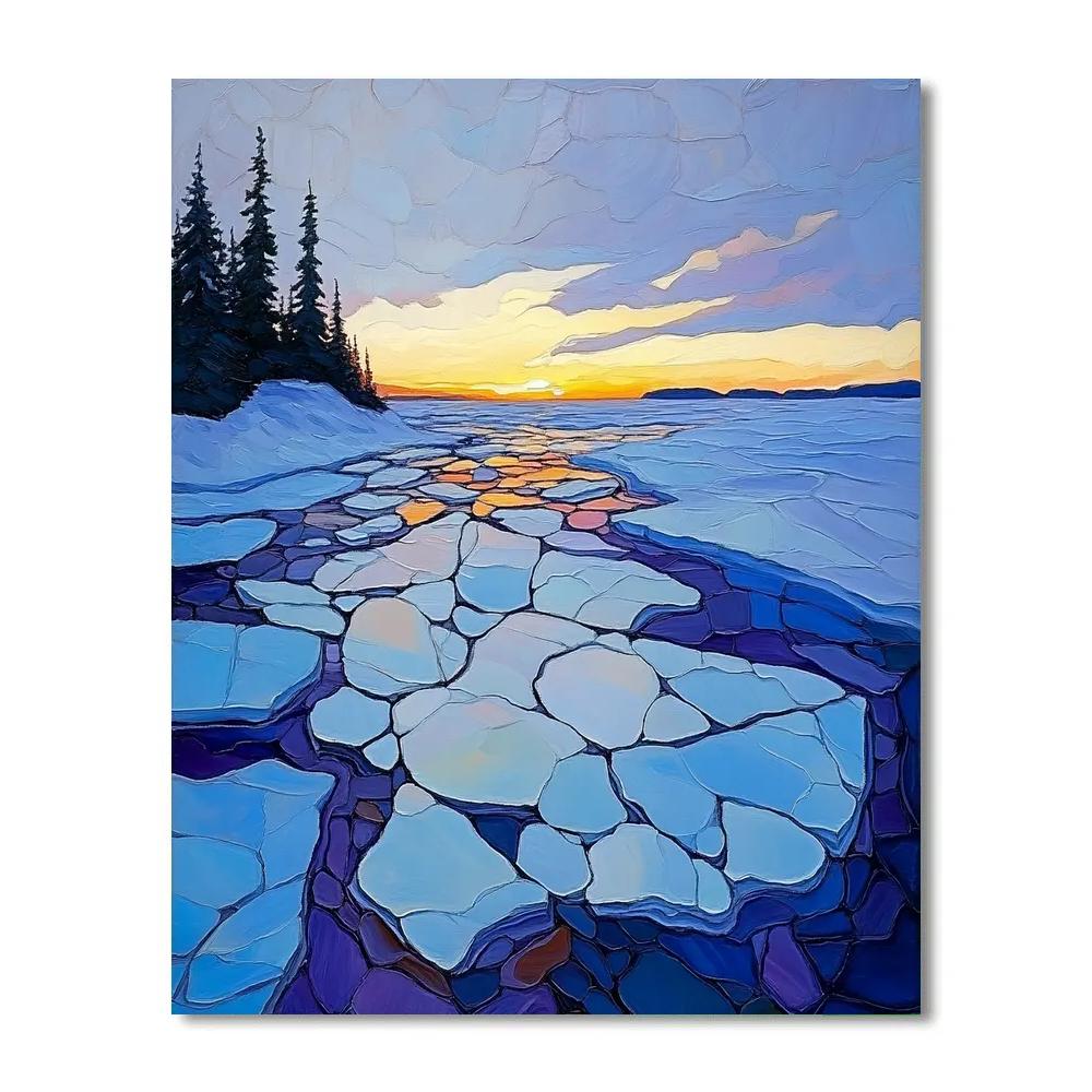 A.Y. Jackson Inspired Arctic Ice Geometry Number painting