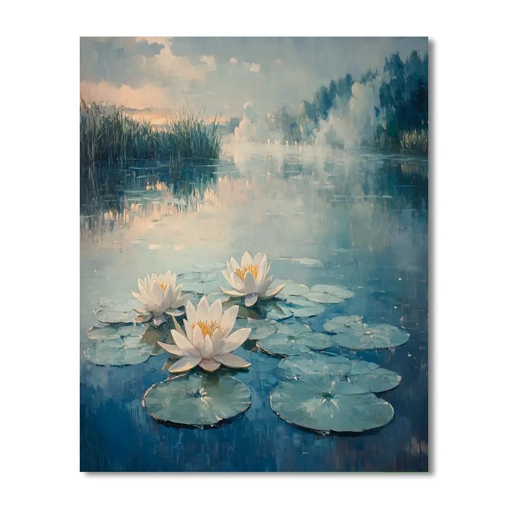 Claude Monet Inspired Waterlily Dawn Mist paint by color