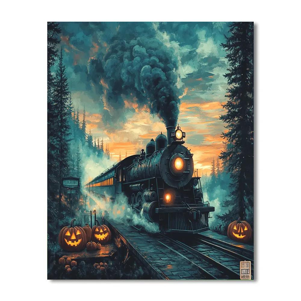 Spooky Train To Midnight Hollow Paint by numbers art
