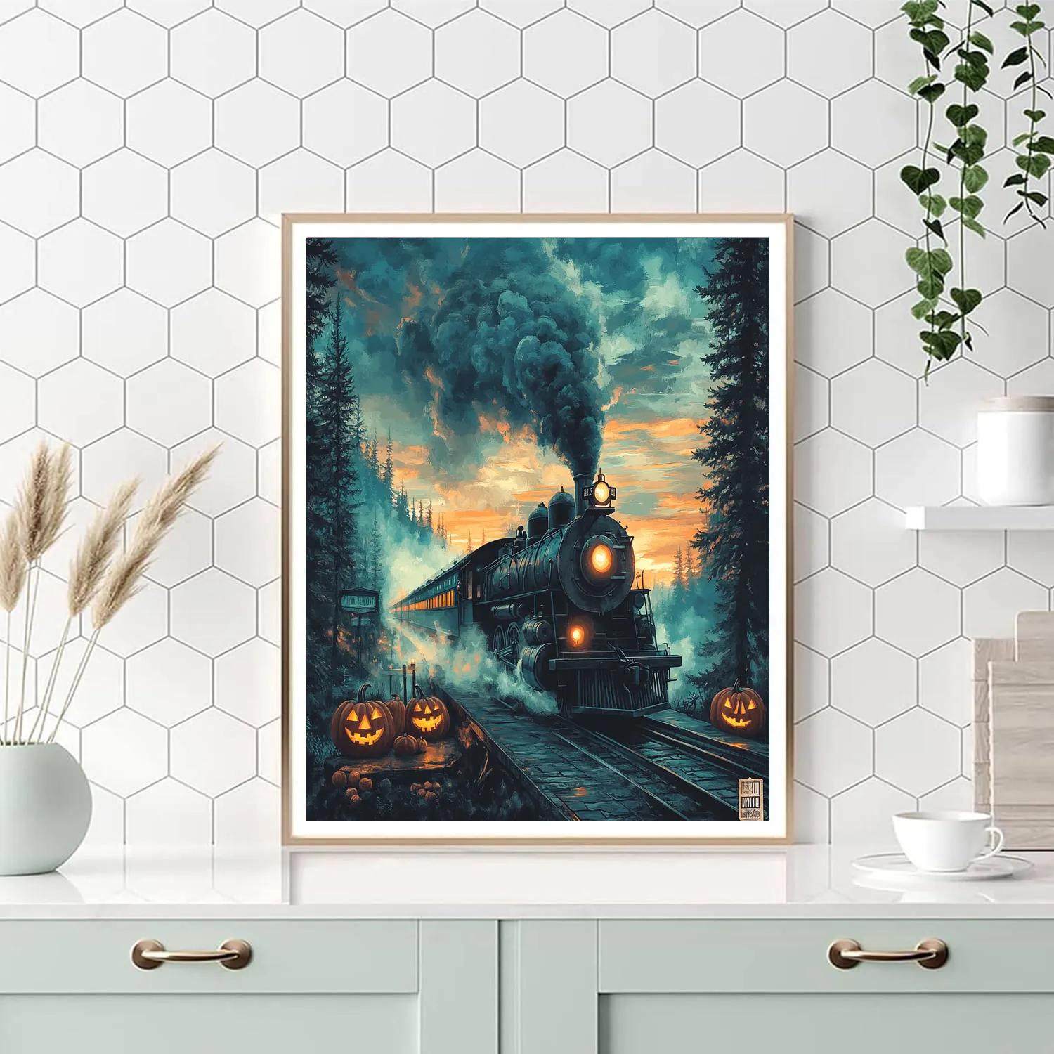 Spooky Train To Midnight Hollow Paint by numbers art