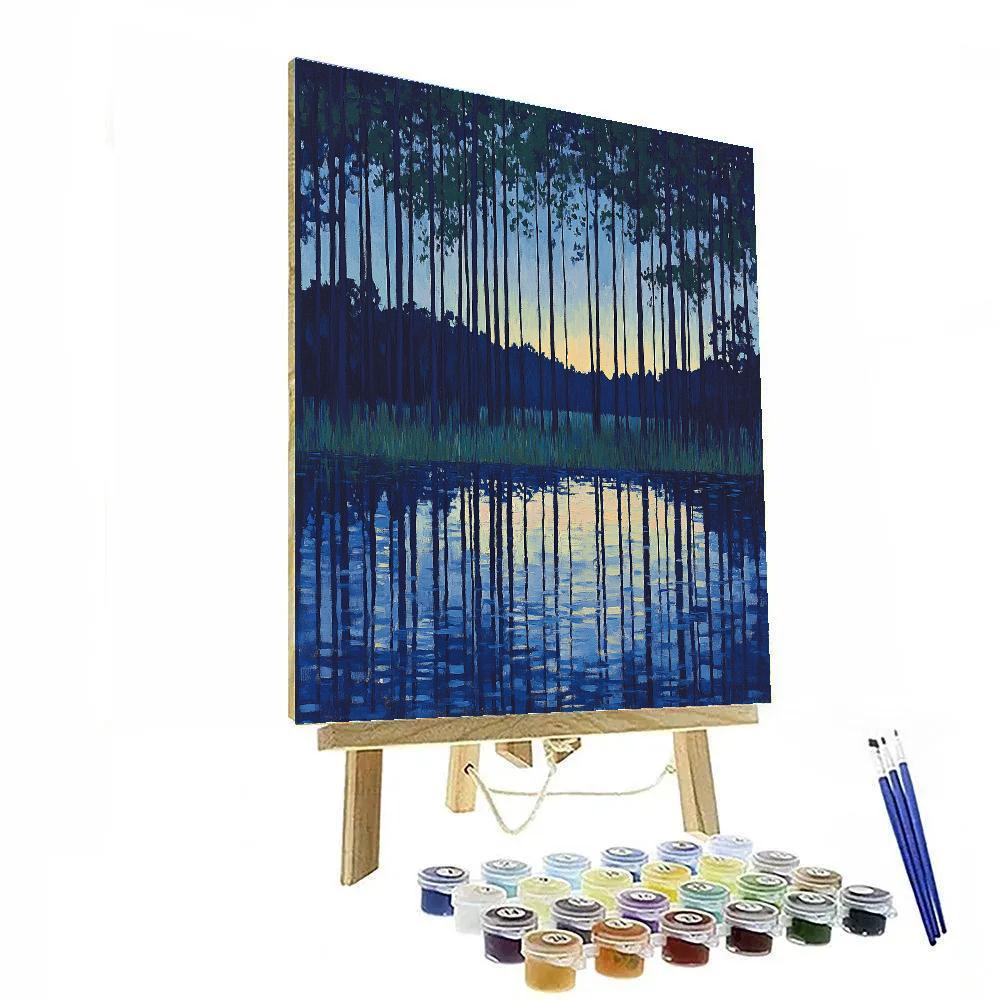 Claude Monet Inspired River Poplar Twilight painting number kit