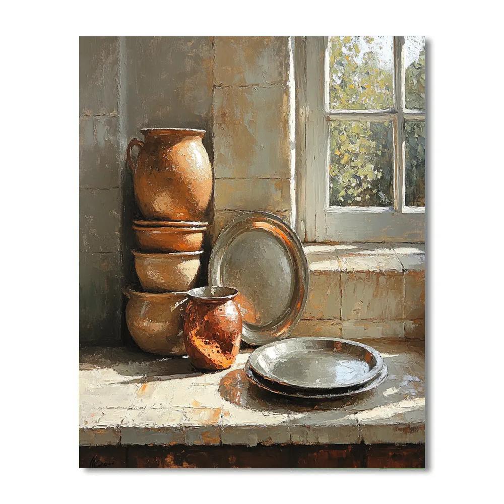 Diego Velázquez Inspired Earthenware And Copper Ensemble paint by color