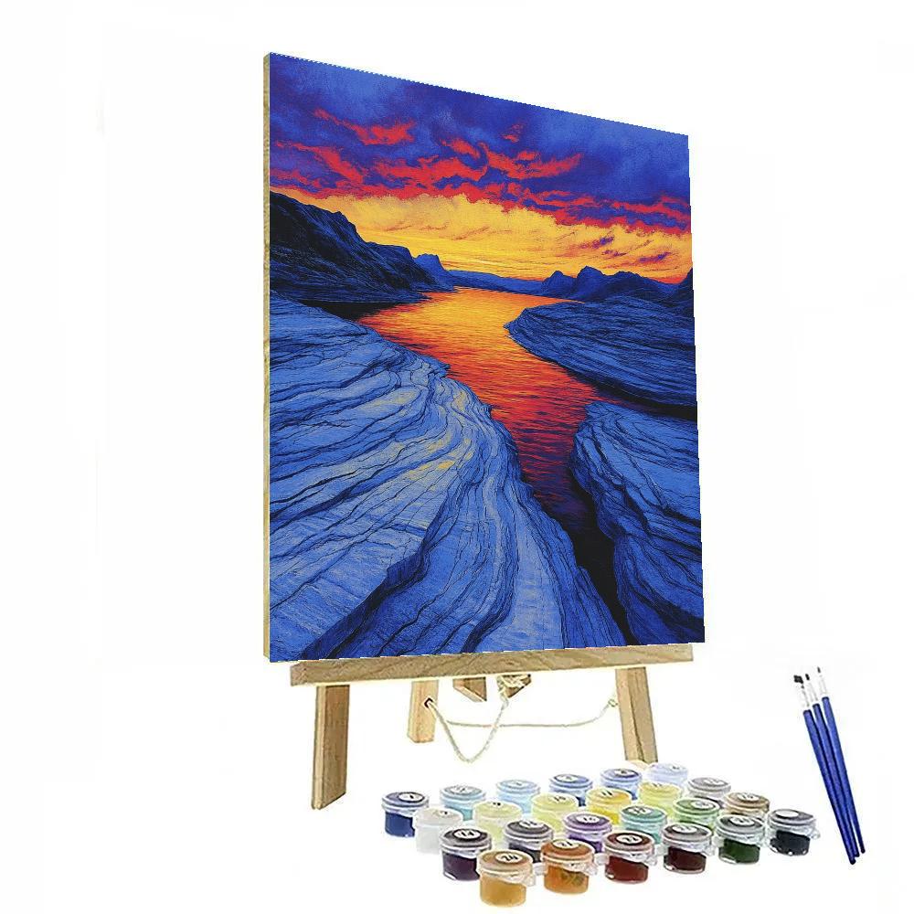 Edvard Munch Inspired Fjord Dusk DIY paint by numbers