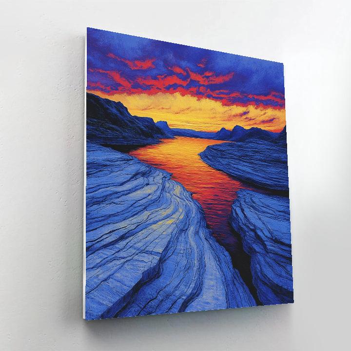 Edvard Munch Inspired Fjord Dusk DIY paint by numbers