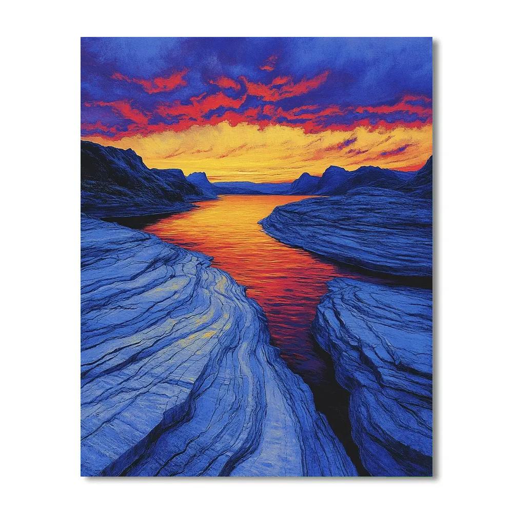 Edvard Munch Inspired Fjord Dusk DIY paint by numbers