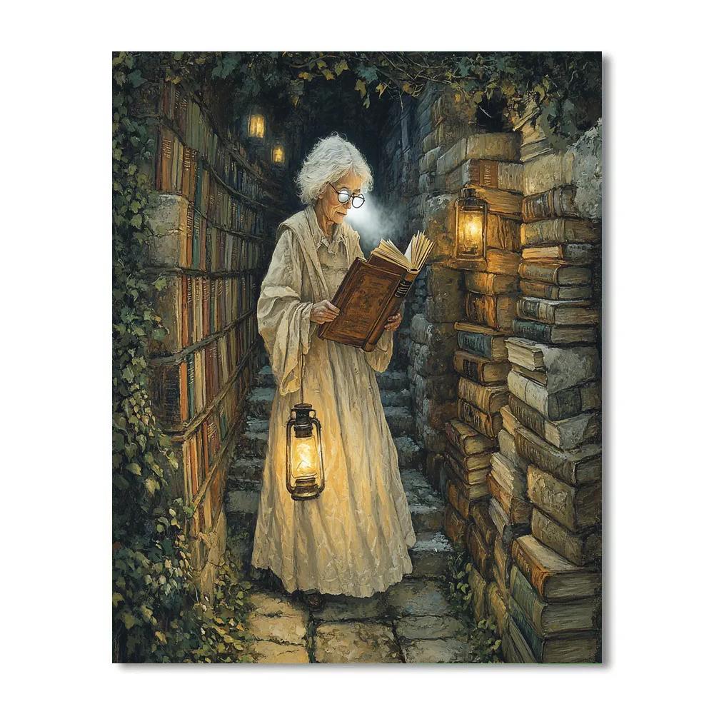 Cemetery Librarian Halloween Edition Paint by numbers art