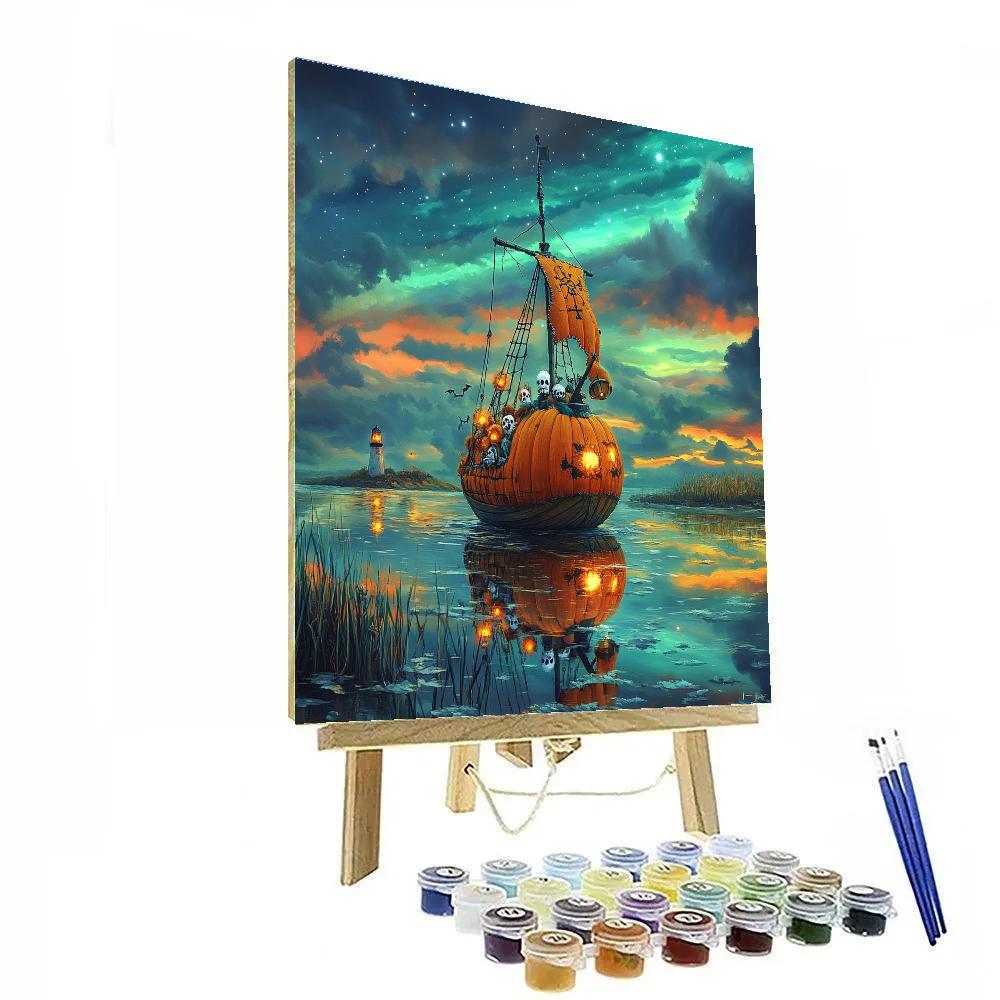 Pumpkin Ship Halloween Voyage paint by color