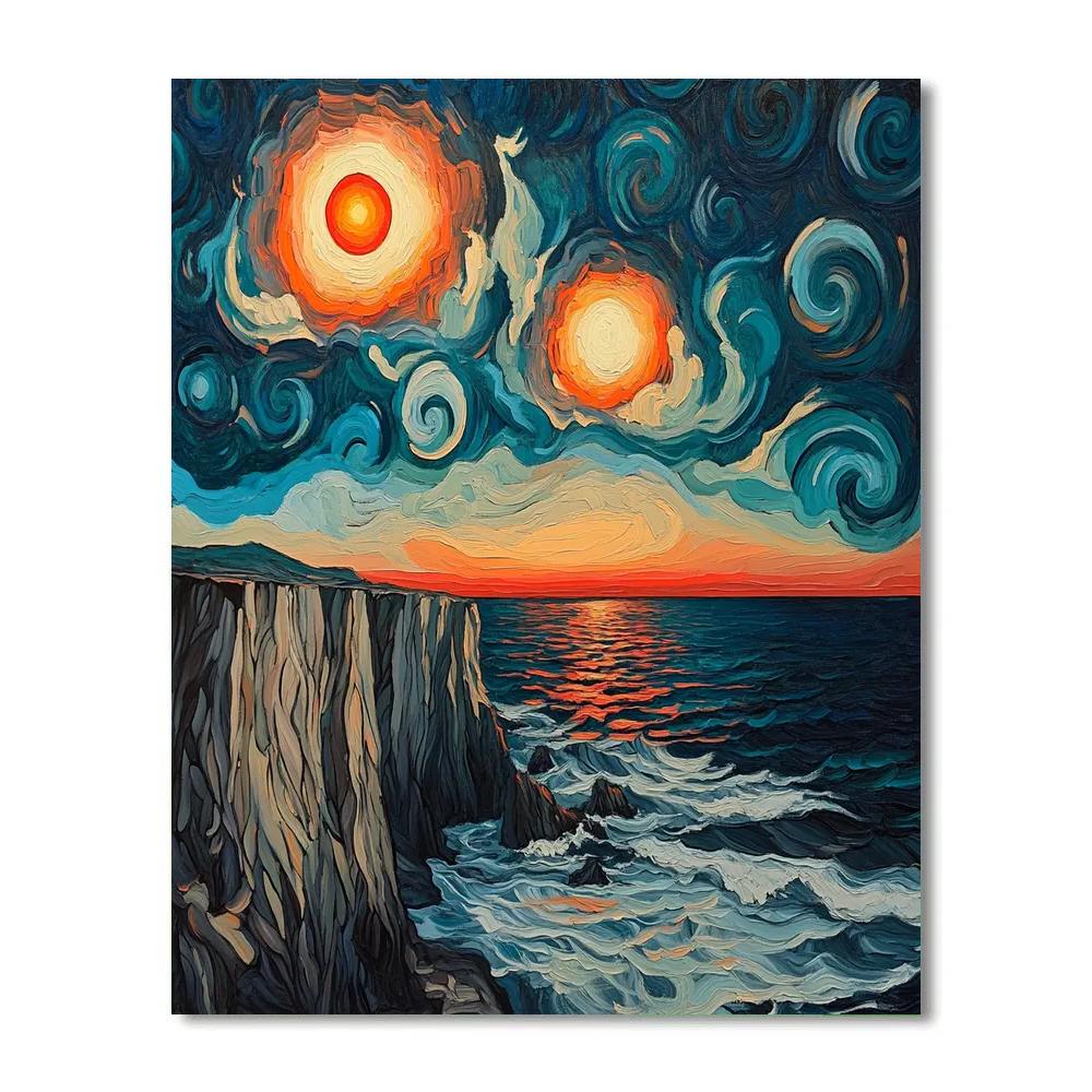 Edvard Munch Inspired Celestial Coastline Paint by numbers art